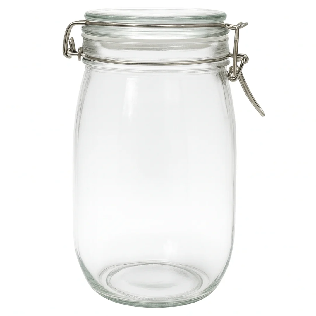 1.5L Round Glass Storage Jar with Bamboo Lid