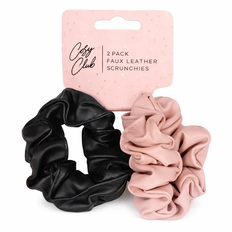 2 Pack Faux Leather Scrunchies