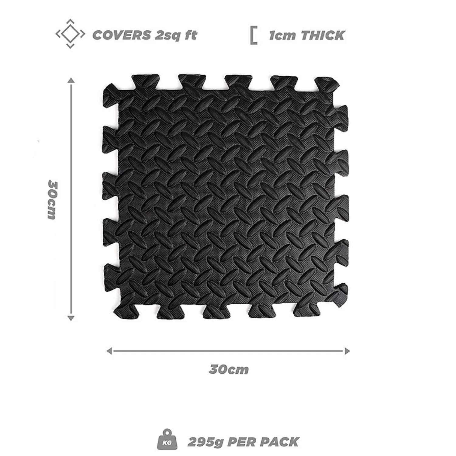 1 Pack Fitness Floor Tiles by Phoenix Fitness - Black - Image 2