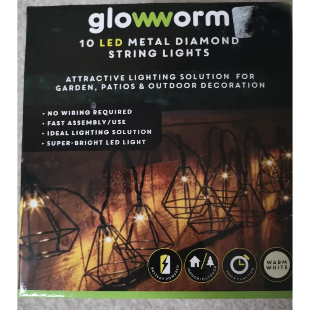 10 LED METAL DIAMOND STRING LIGHTS