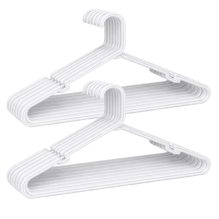10 Pack White Hangers with Hooks