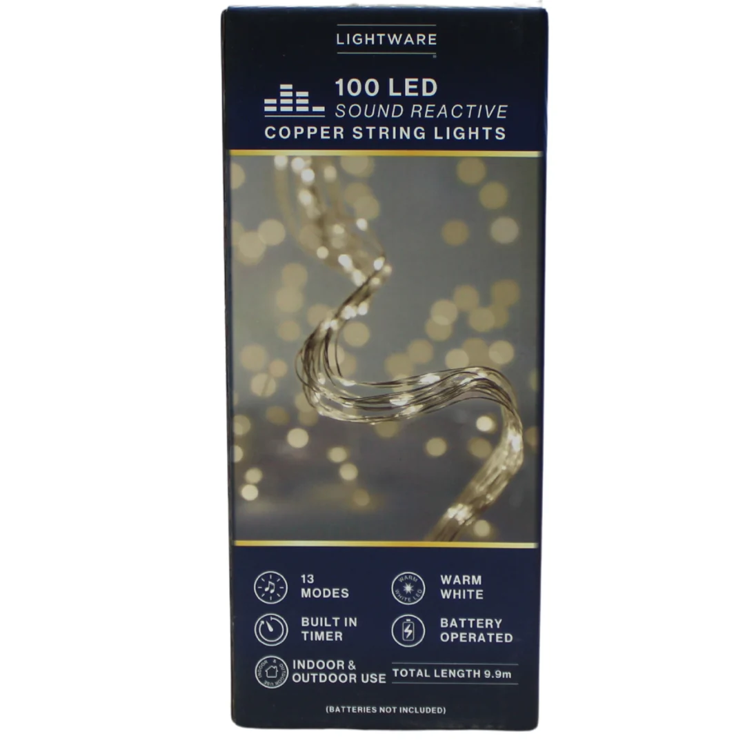 100 LED Sound-Reactive Copper Lights