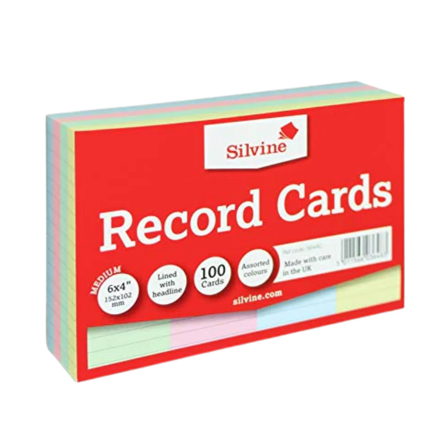 100-Pack 6"x4" Ruled Colour Record Cards