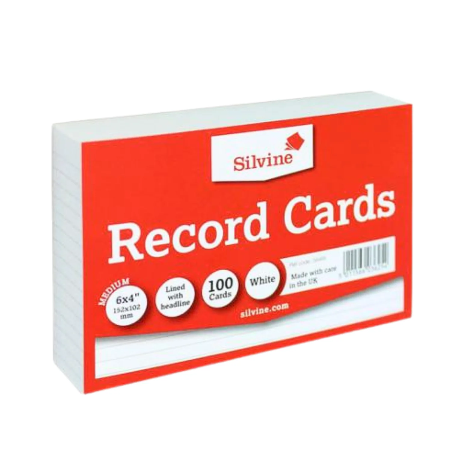 100-Pack 6"x4" White Ruled Record Cards