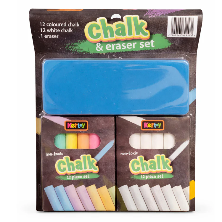 12 Piece Coloured & White Dustless Chalk