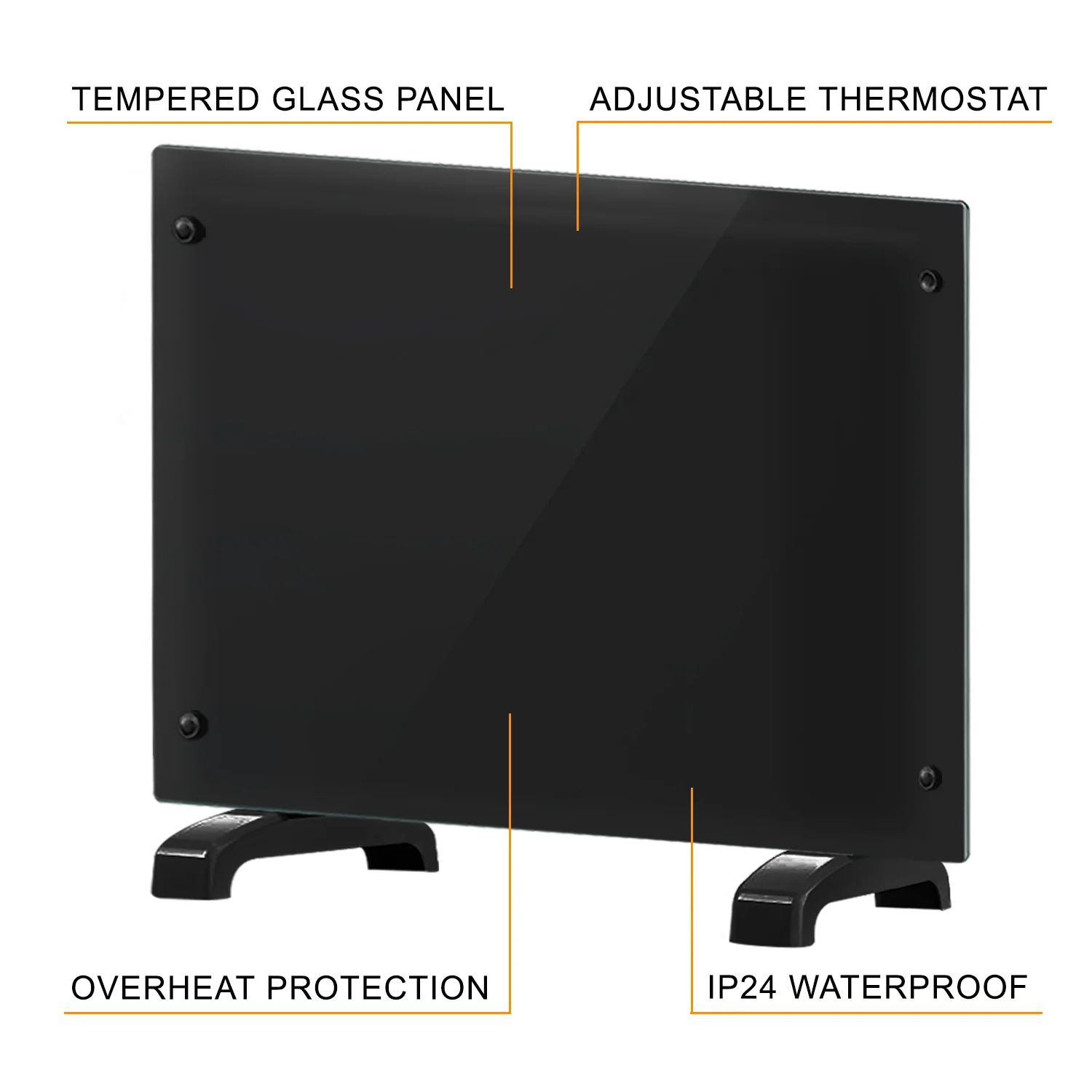 1000W Black Glass Panel Heater - Image 6