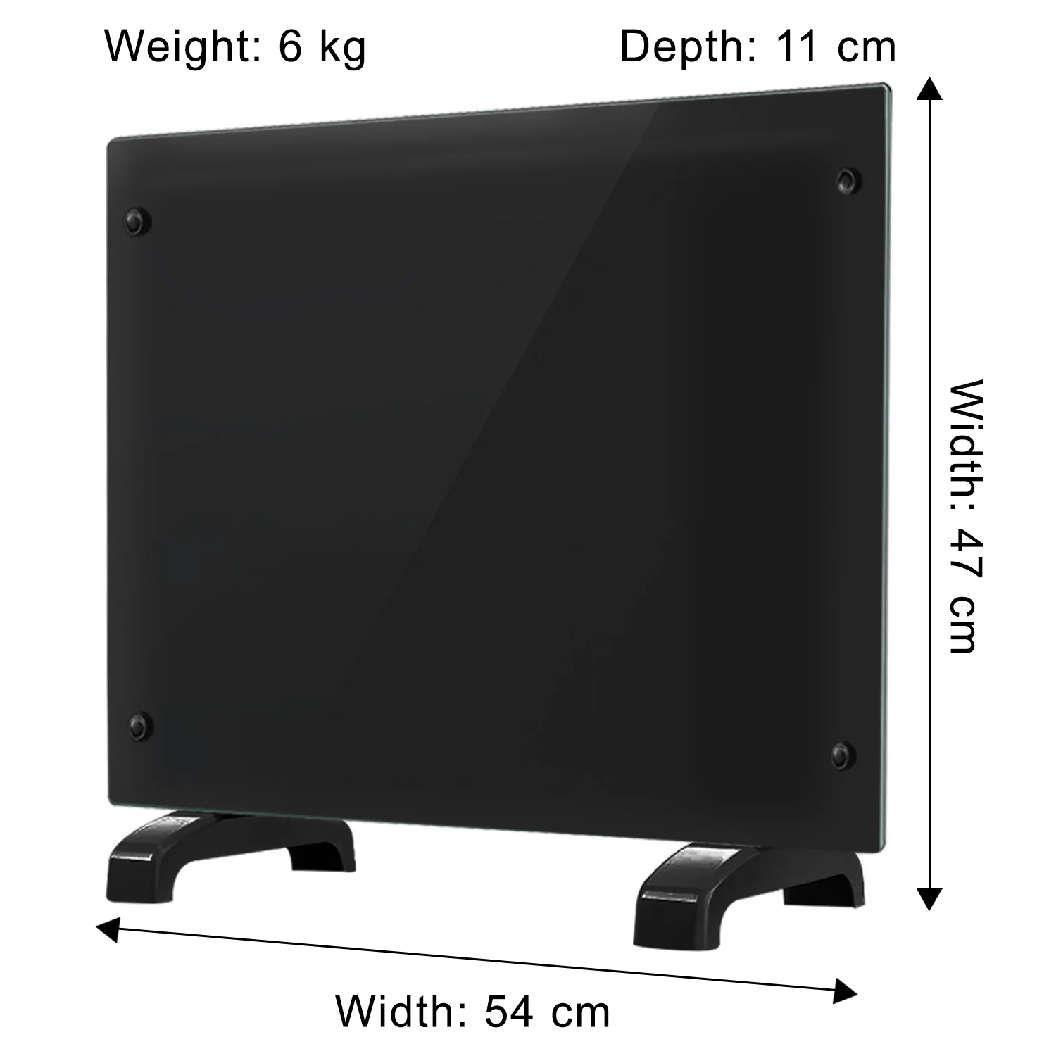 1000W Black Glass Panel Heater - Image 7