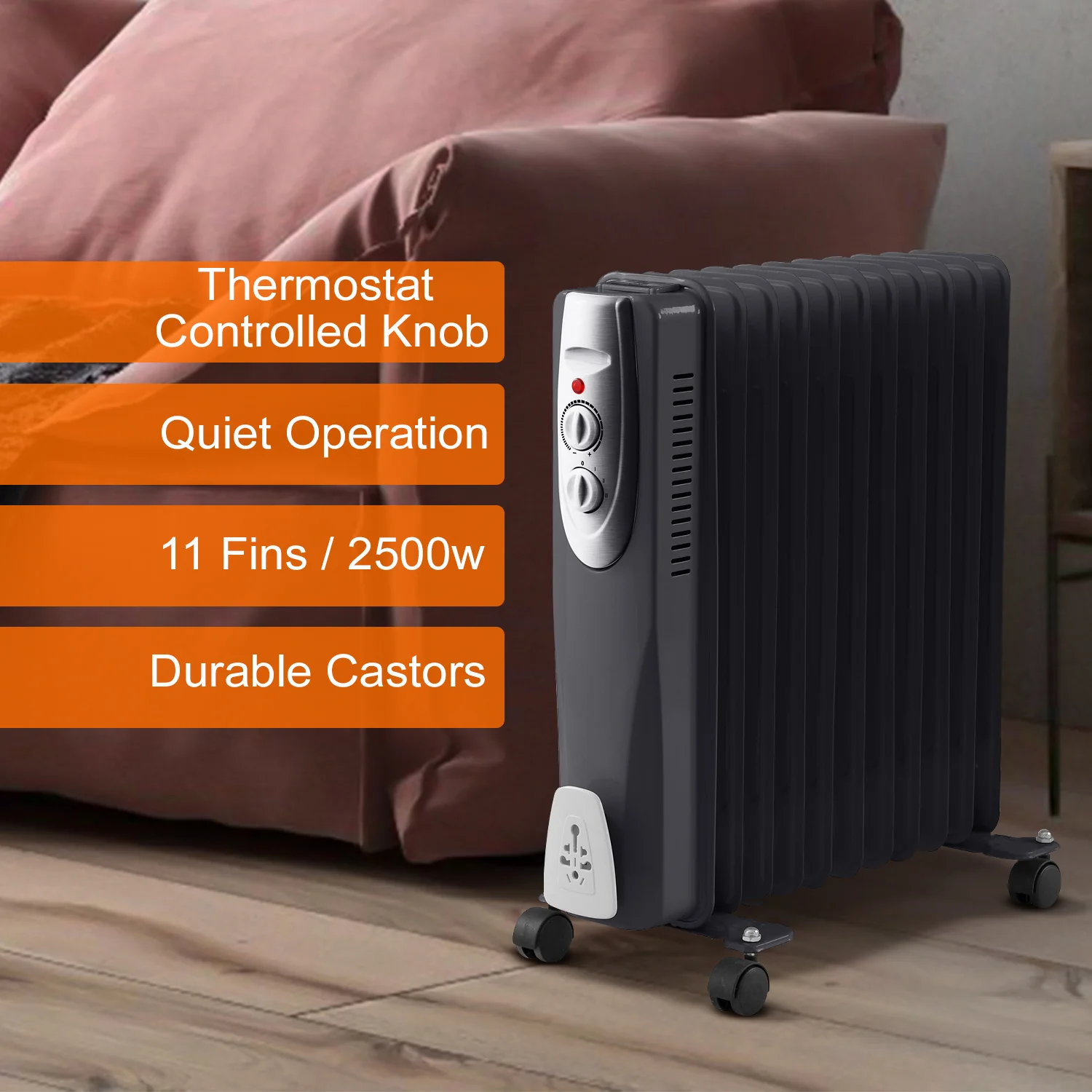 11-Fin Oil Filled Radiator - 2500 Watts - Image 3