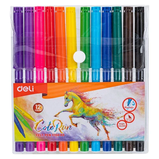 12 ColoRun Washable Felt Pens by Deli