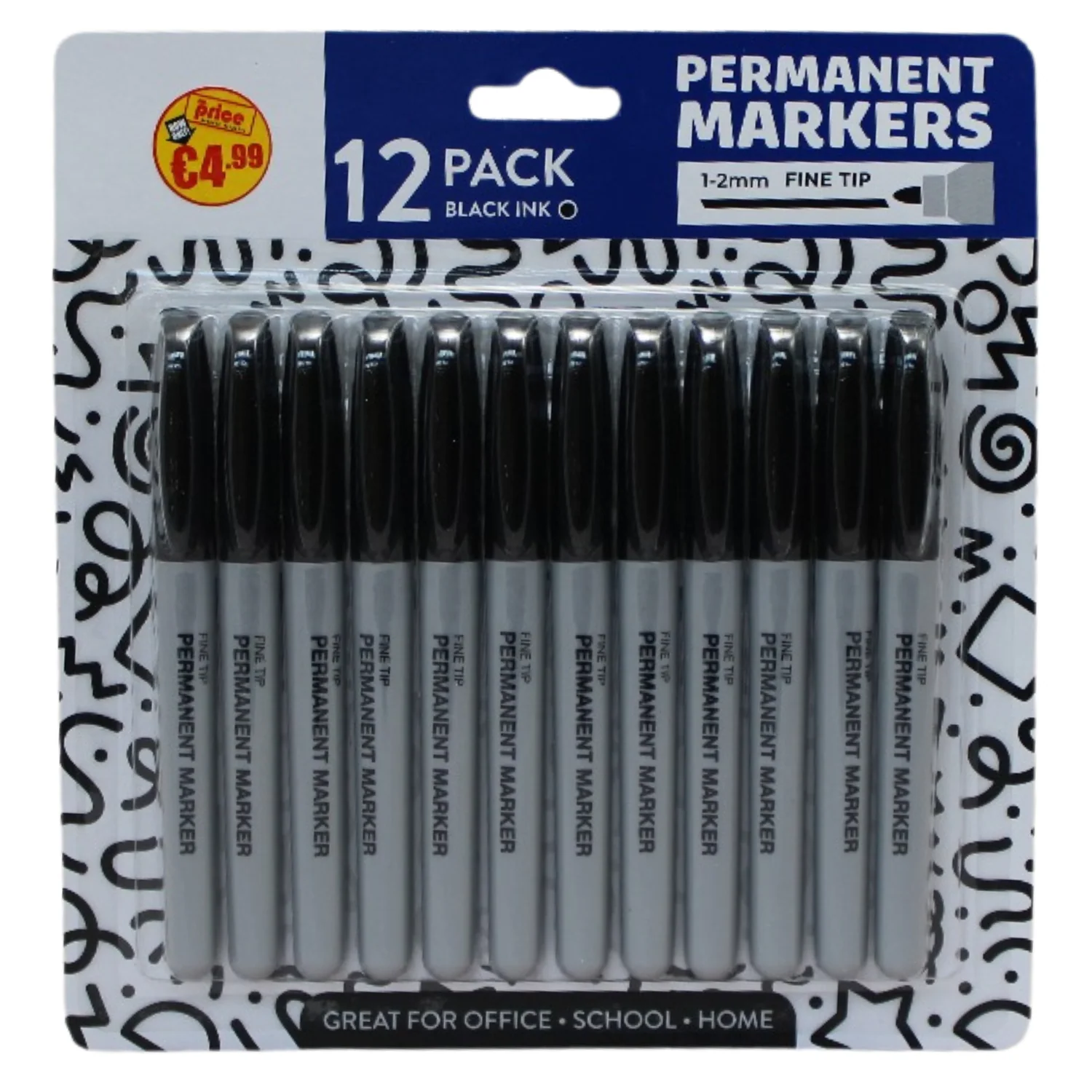 12-Pack Black Permanent Markers