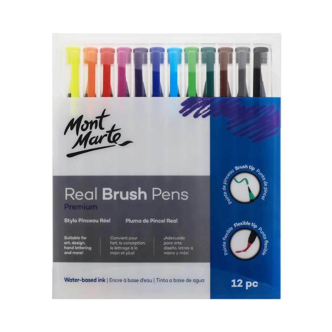 12pc Real Brush Pens by Mont Marte