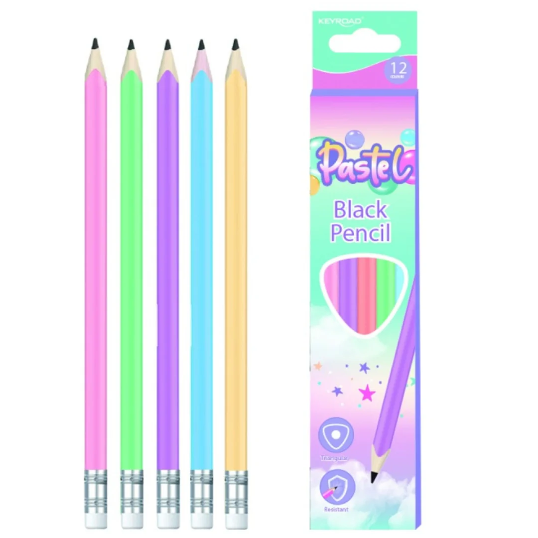 12pk Pastel HB Pencils with Eraser Tops