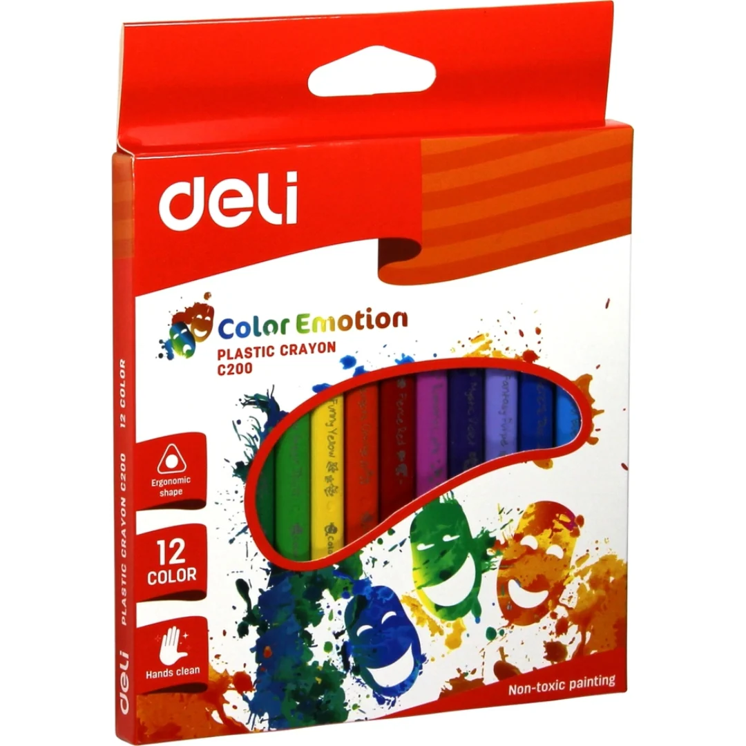 12pk Plastic Crayons Triangular by Deli
