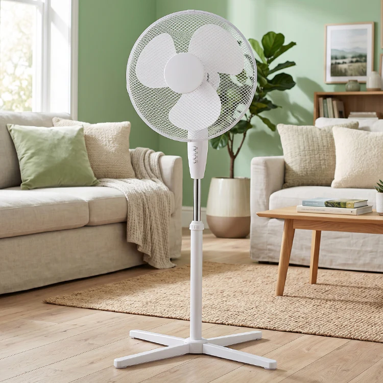 16" Oscillating White Pedestal Fan
