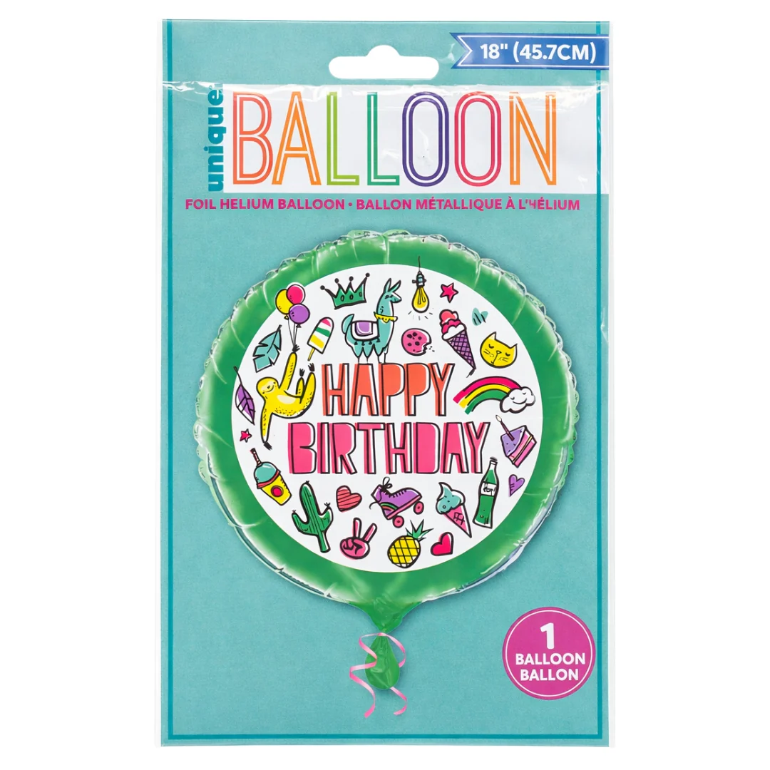 18-Inch Happy Birthday Fun Foil Helium Balloon