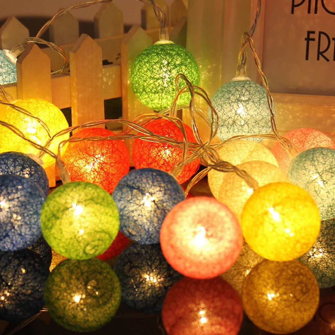 20 LED Multi-Colored Solar Cotton Balls - Image 3
