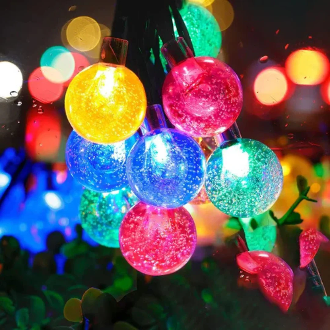 20 LED Multi-Colored Solar Cotton Balls - Image 4