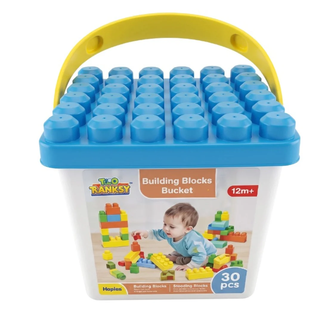 30-Piece Building Blocks Square Bucket