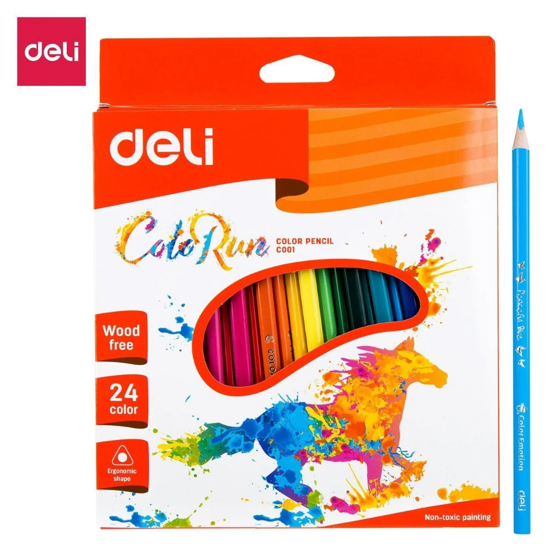 24pk Colouring Pencils Triangular by Deli