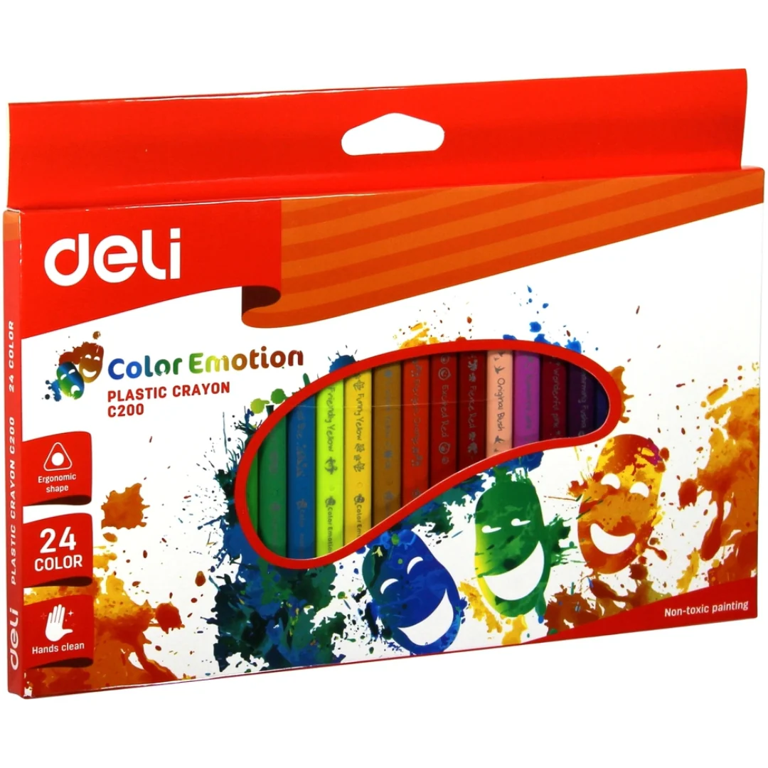 24pk Plastic Crayon 24 Triangular by Deli