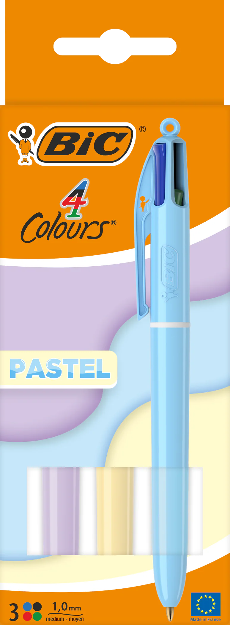 3-Pack BIC 4-Colour Pastel Barrel Ballpoint Pens