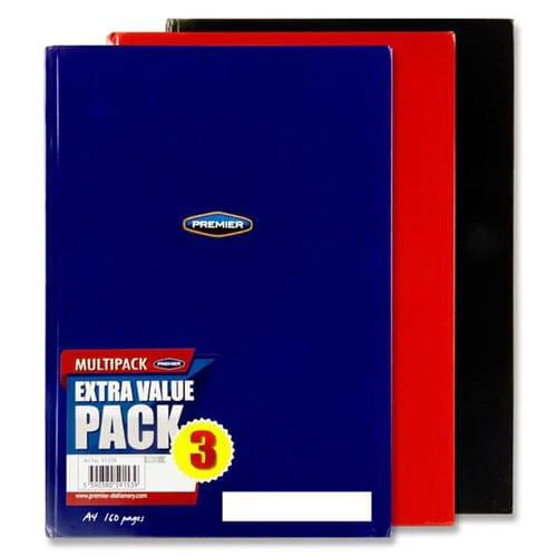 3 Pack of Premier A4 160 Page