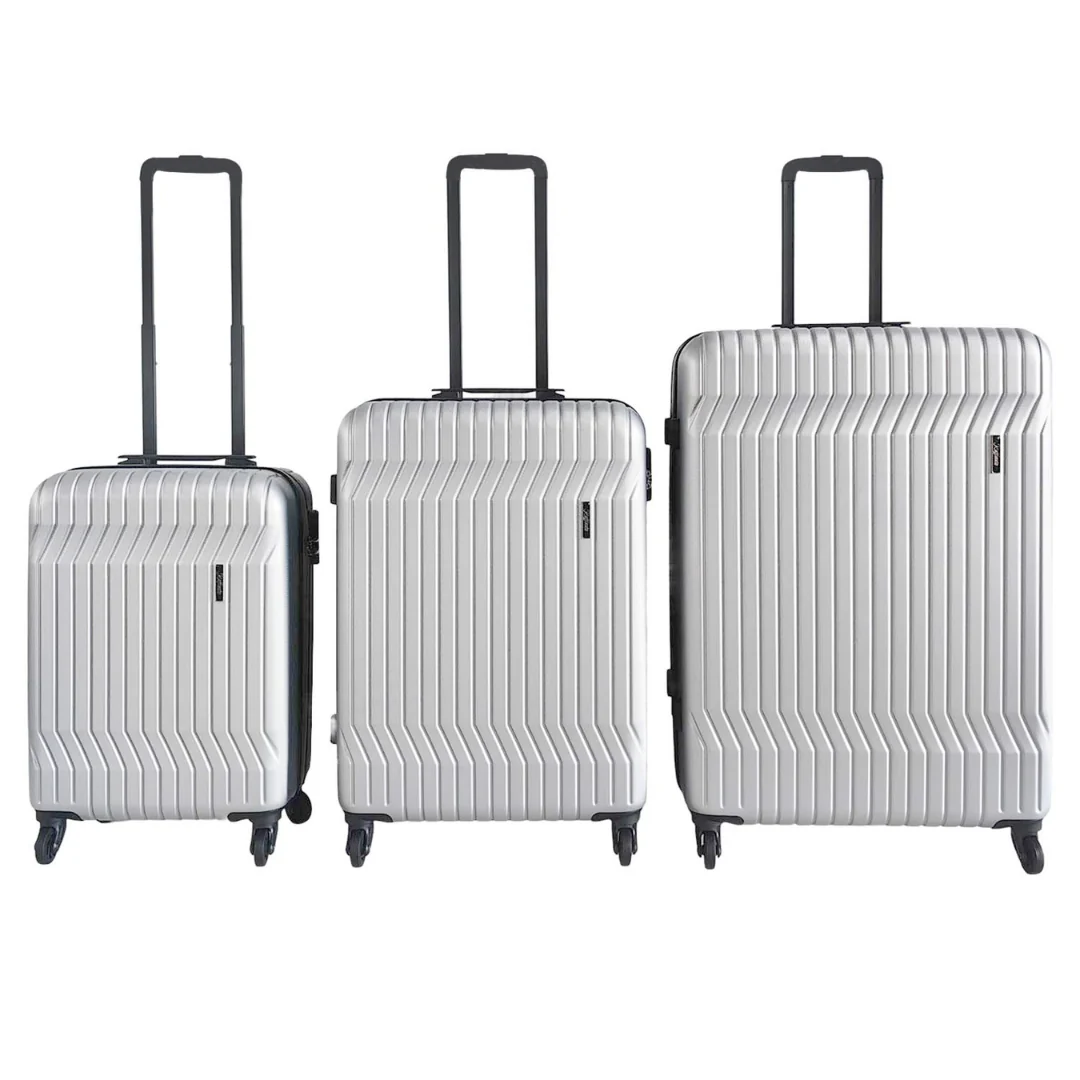 3-Piece ABS Silver Suitcase Set (20", 24", 28") - Image 3