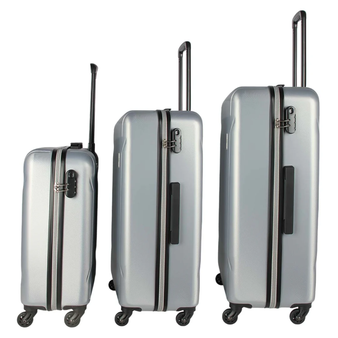 3-Piece ABS Silver Suitcase Set (20", 24", 28") - Image 4