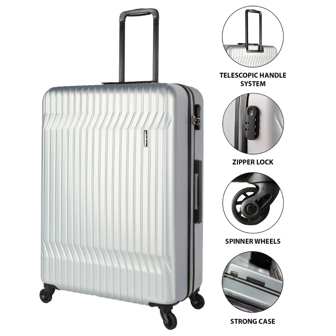 3-Piece ABS Silver Suitcase Set (20", 24", 28") - Image 7