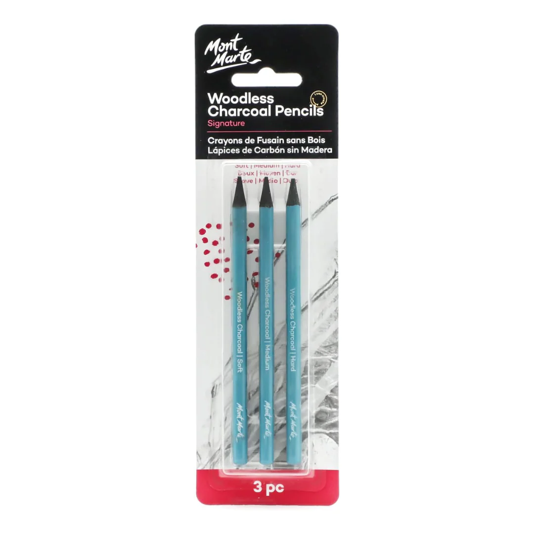 3-Piece Woodless Charcoal Pencils by Mont Marte