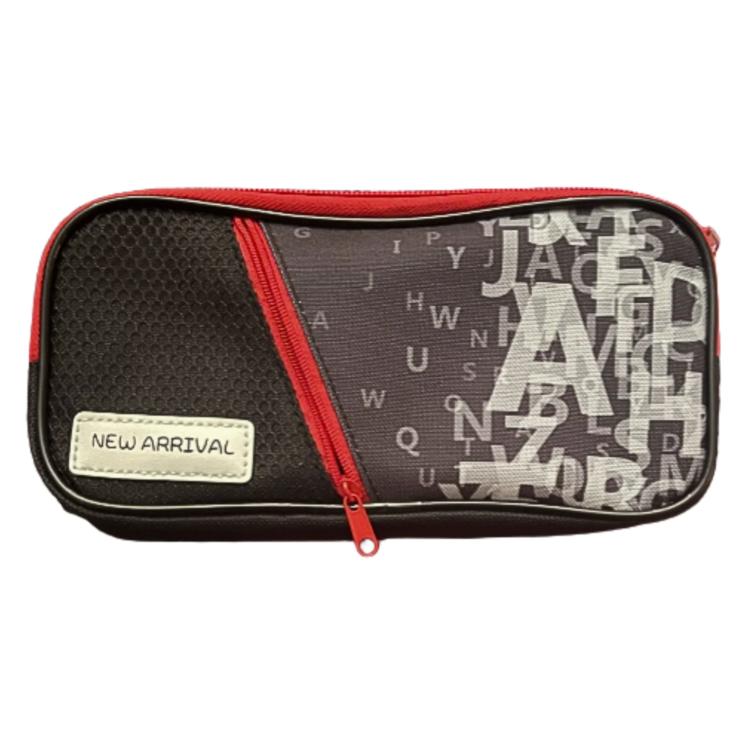 3-Zips Black Square Pencil Case