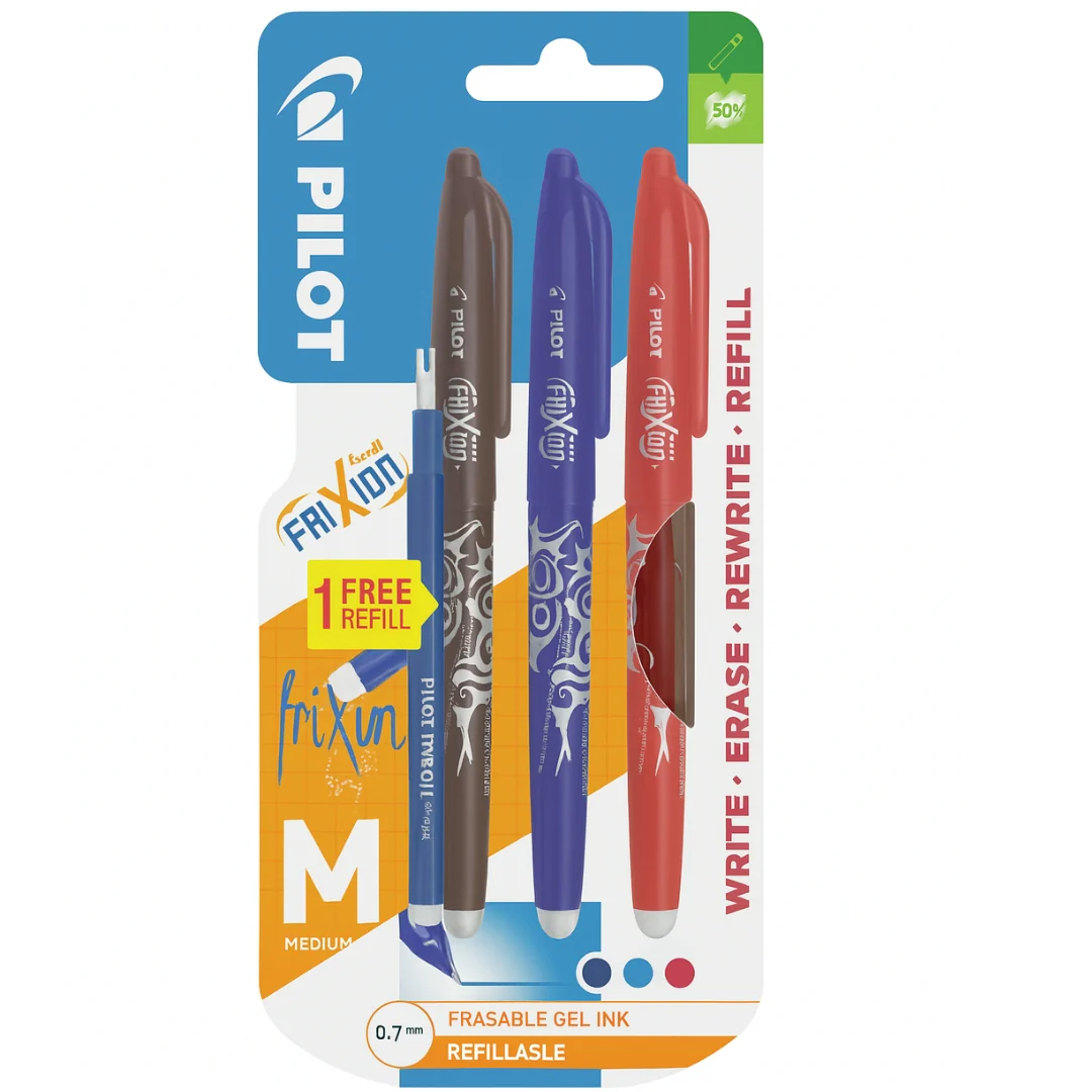 3PK Assorted FriXion Erasable Gel Pen +1