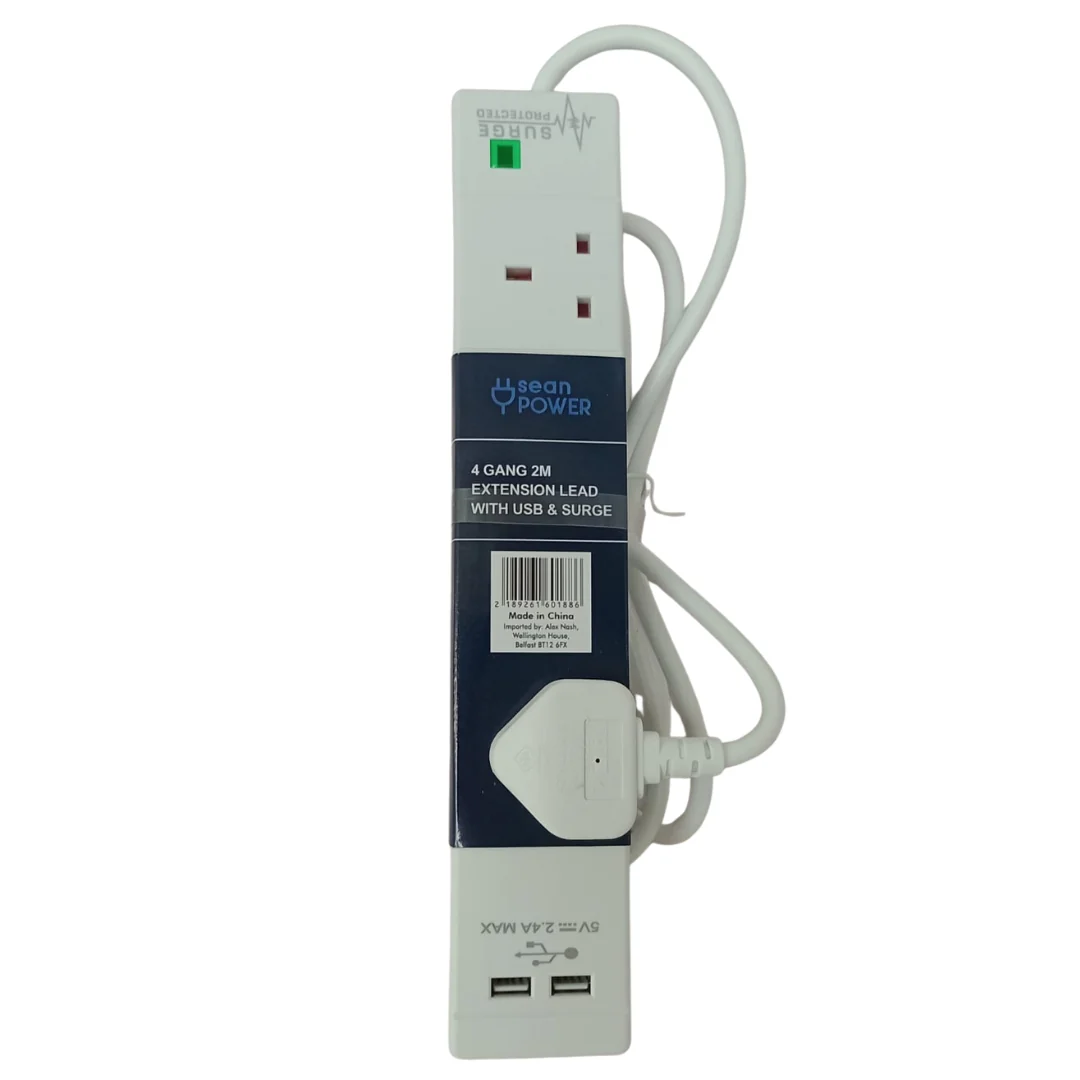 4 Gang 2M Extension Lead with USB