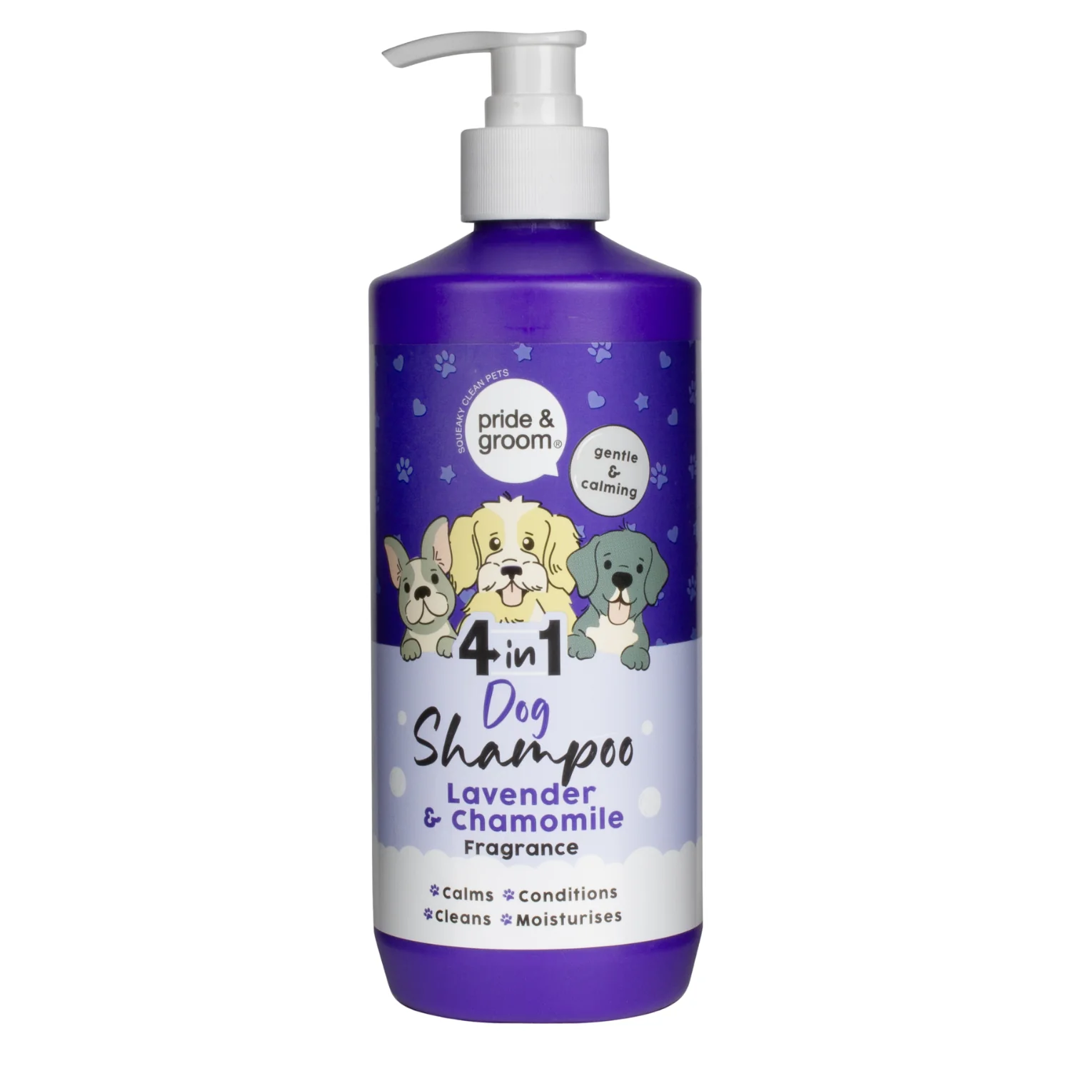 Pride & Groom 4 in 1 Dog Shampoo 500ml – Calm, Clean, Condition & Moisturise