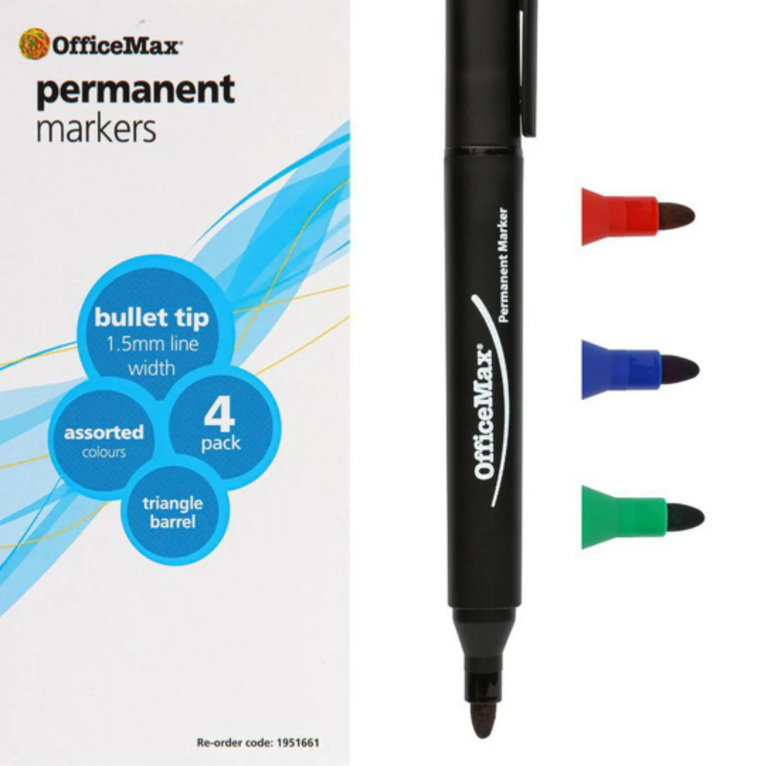 4-Pack Assorted Permanent Markers – Bullet Tip