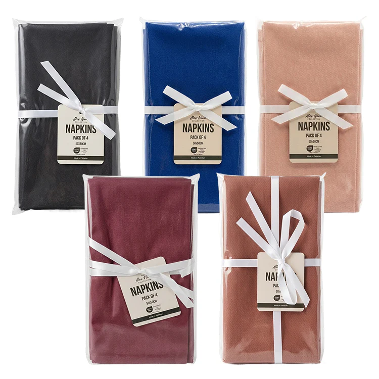 4 Pack Napkins 50 x 50cm – Assorted Colours