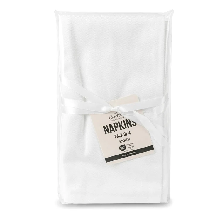 4 Pack Napkins 50 x 50cm White
