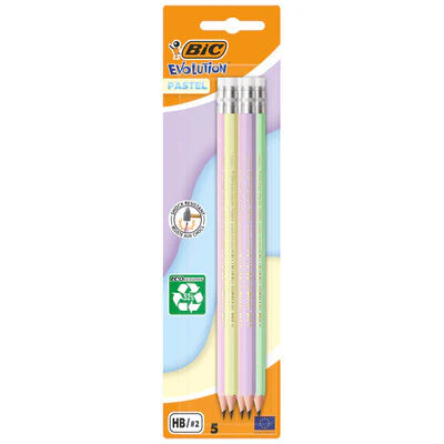 5-Pack BIC Evolution Pastel Pencils with Eraser