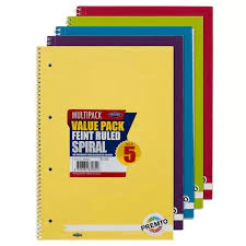 5-Pack Pastel A4 160-Page Spiral Notebooks