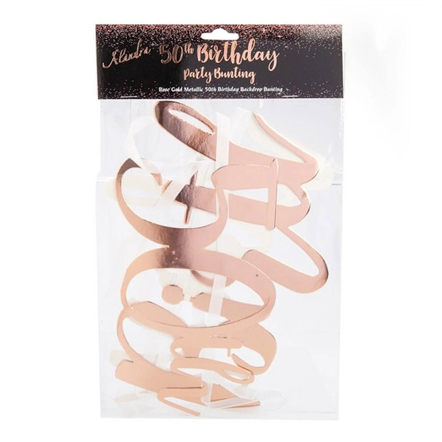 50th Birthday Rose Gold Letter Script Banner
