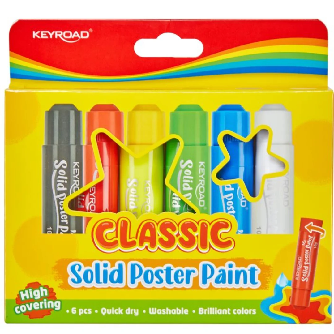 6-Pack Solid Poster Paint Sticks – Classic Colours