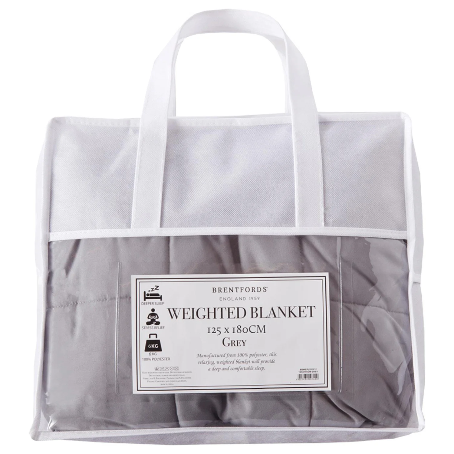6kg Brentfords Weighted Blanket - Grey - Image 3