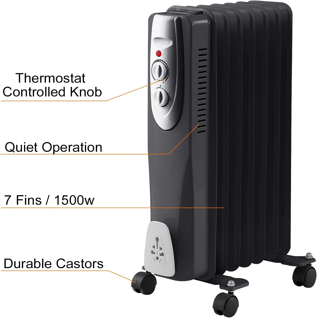 7-Fin Oil Filled Radiator - 1500 Watts - Image 3