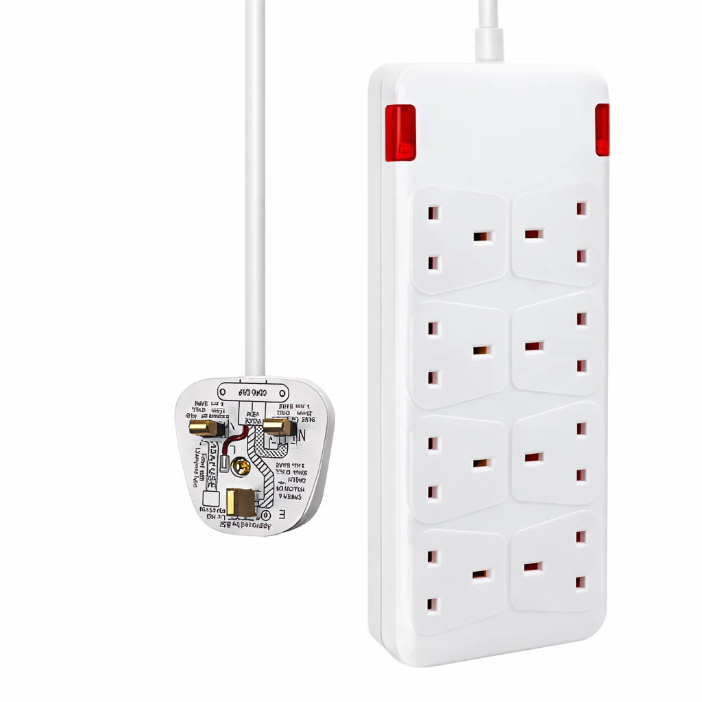 8 Way Socket with Cable 3G1.25 2m