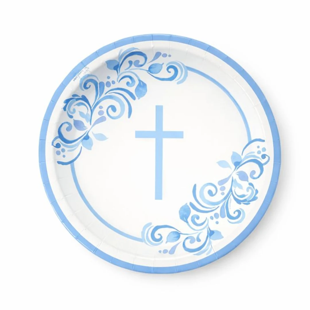 8PK 9" Blue Holycross Dinner Plates
