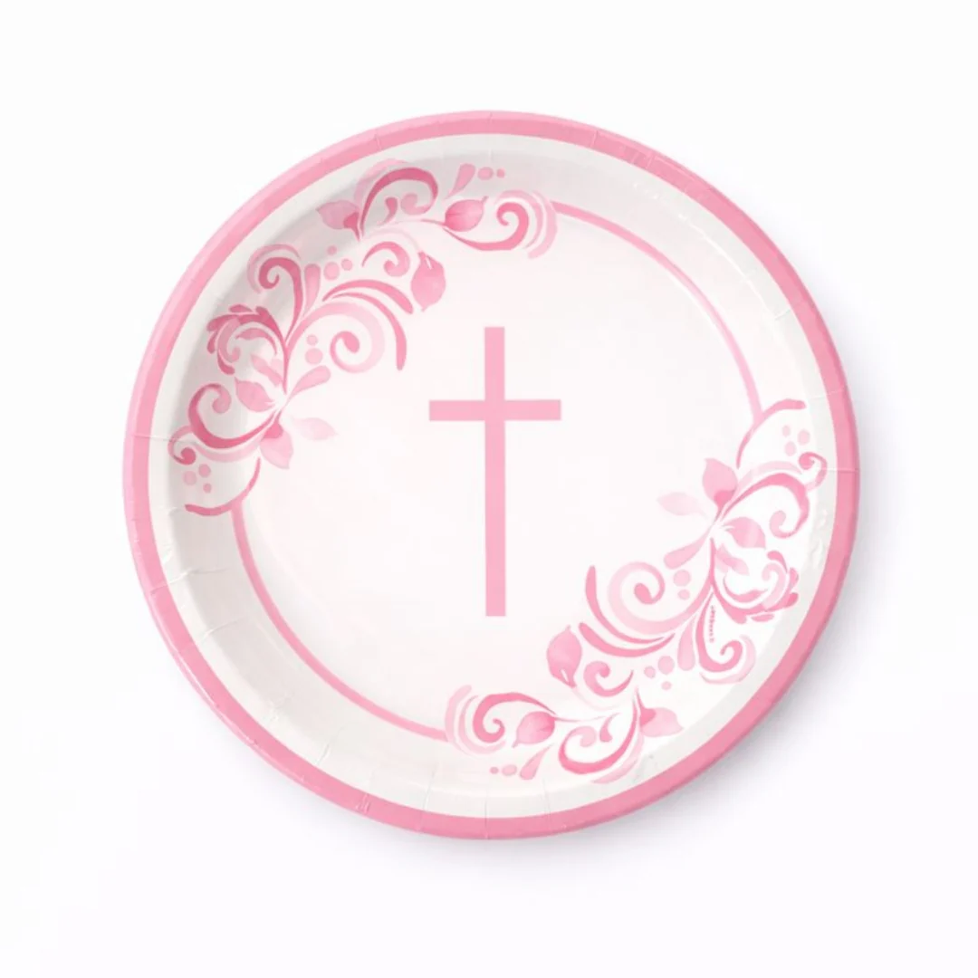 8PK 9" Pink Holycross Dinner Plates
