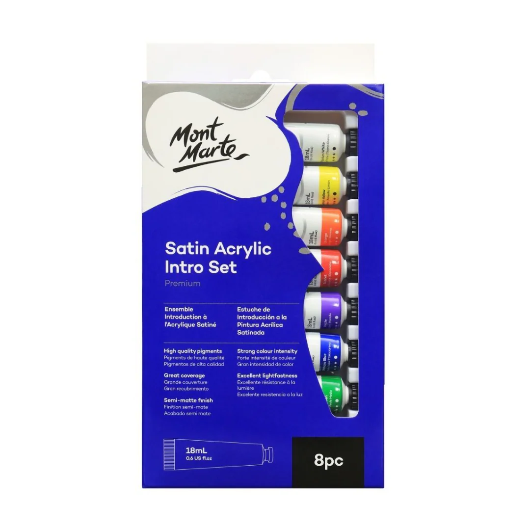 8x18ml Satin Acrylic Intro Set by Mont Marte