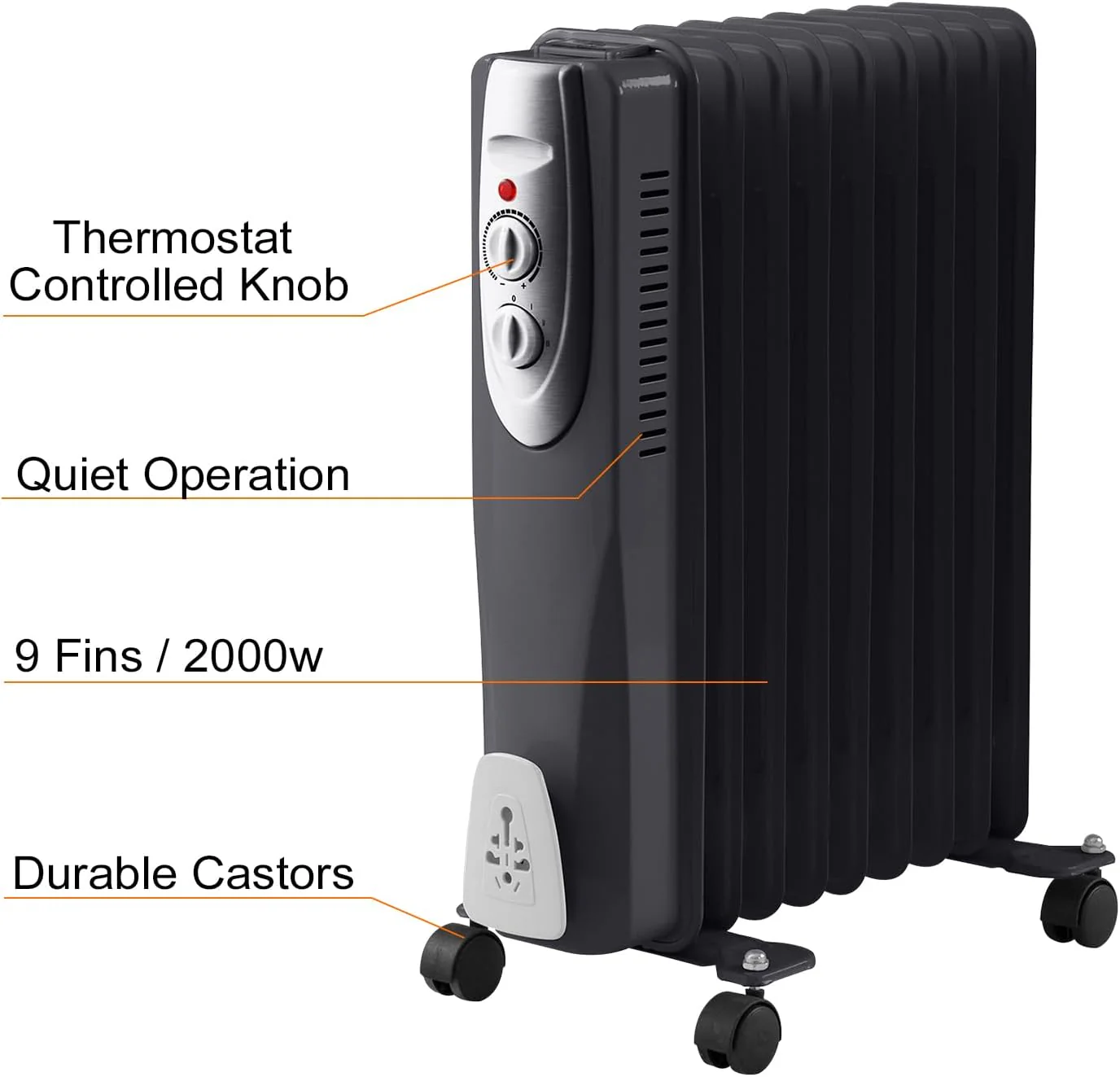 9-Fin Oil Filled Radiator - 2000 Watts - Image 3