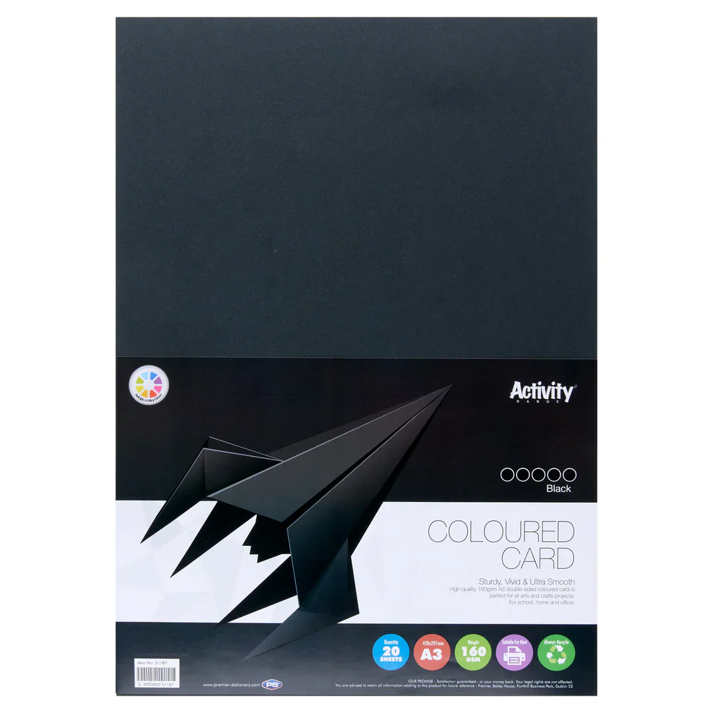 A3 Black Activity Card – 20 Sheets