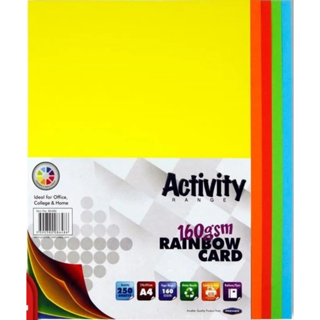 A4 250-Sheets of Rainbow 160GSM Activity Card